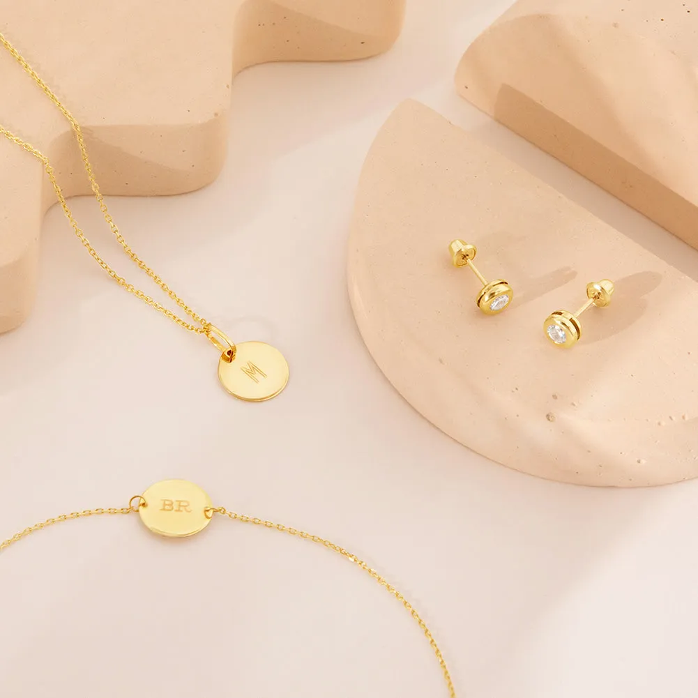 14k Gold 5-6" Small Round Tag ID Baby / Toddler / Kids Bracelet
