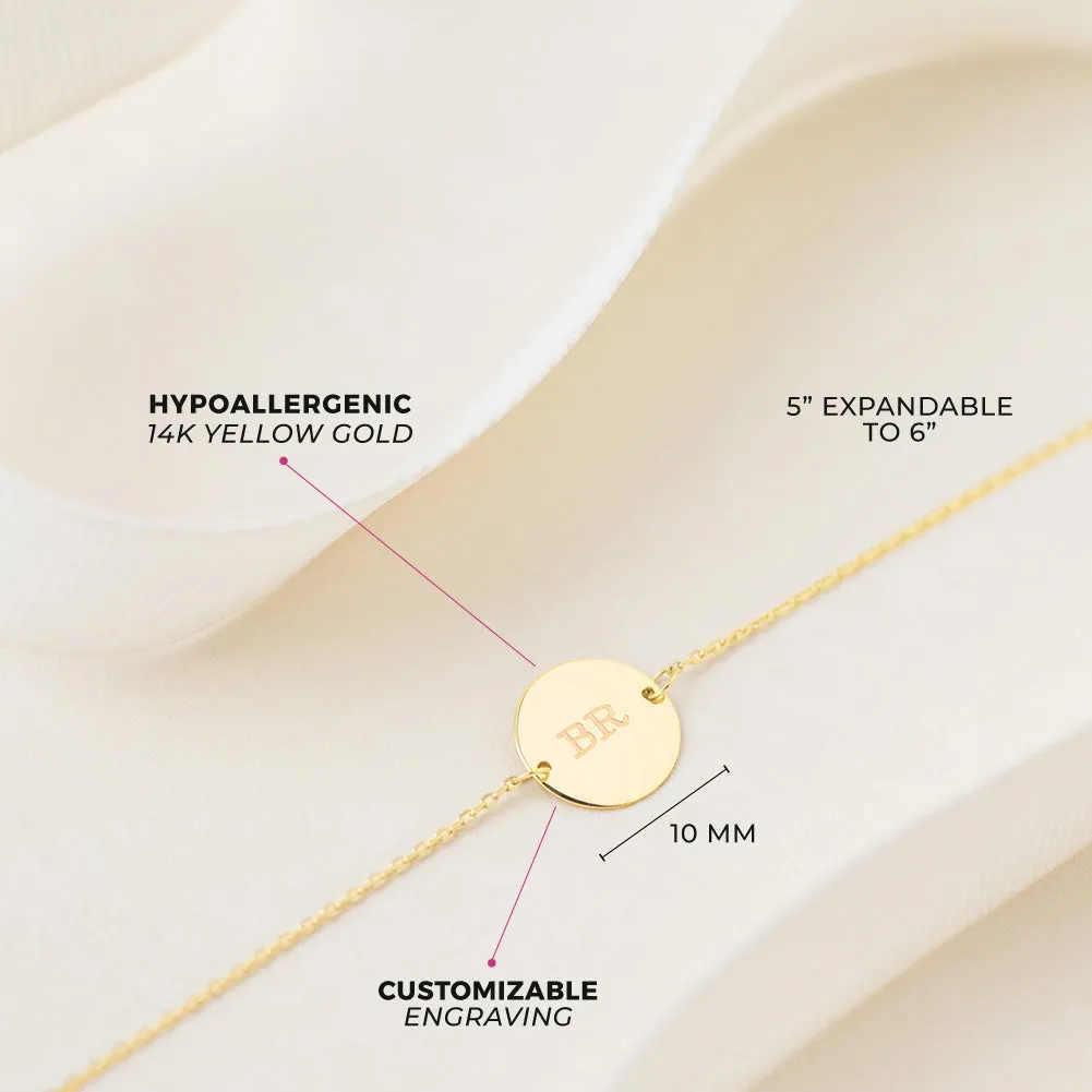 14k Gold 5-6" Small Round Tag ID Baby / Toddler / Kids Bracelet