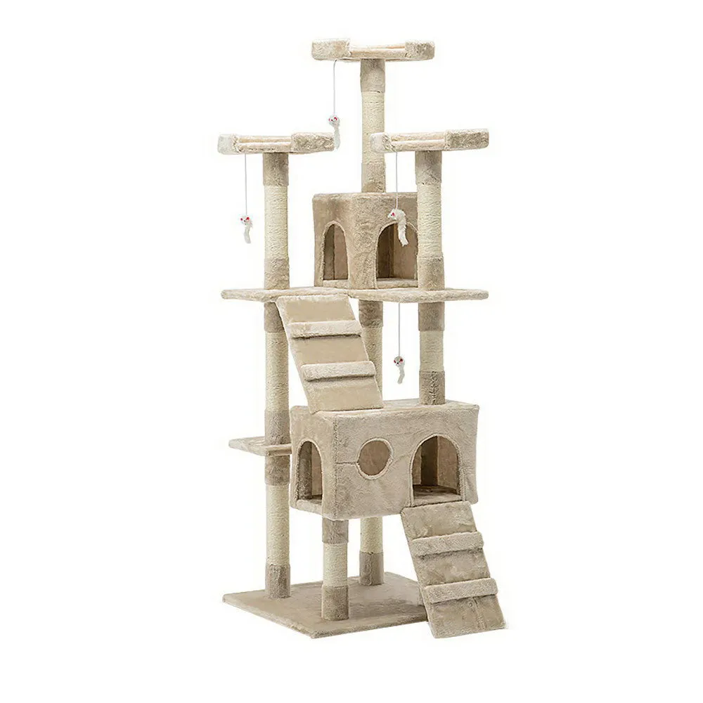 170cm Cat Tree | Scratching Post | Multi-Level Cat Tower | Beige