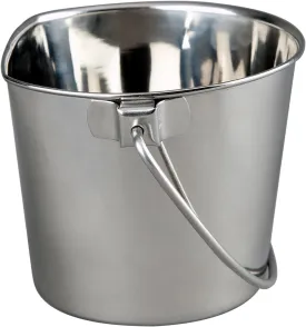 2 Quart Heavy Duty Stainless Steel Flat Side Bucket | Durable Food & Water Pail for Dogs, Cats, Kennels, Cages and Critter Crates | Multi-Purpose Bucket
