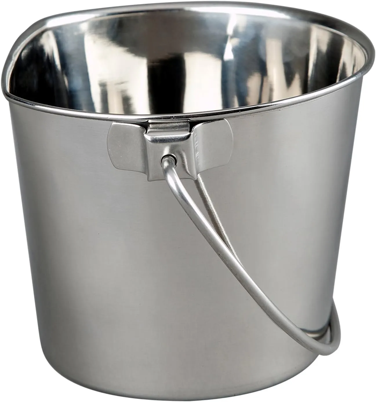 2 Quart Heavy Duty Stainless Steel Flat Side Bucket | Durable Food & Water Pail for Dogs, Cats, Kennels, Cages and Critter Crates | Multi-Purpose Bucket