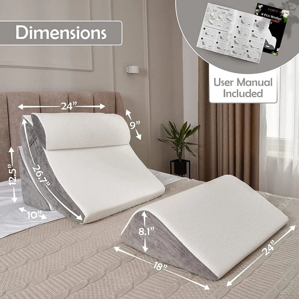 4-Piece: Orthopedic Wedge Pillow Set