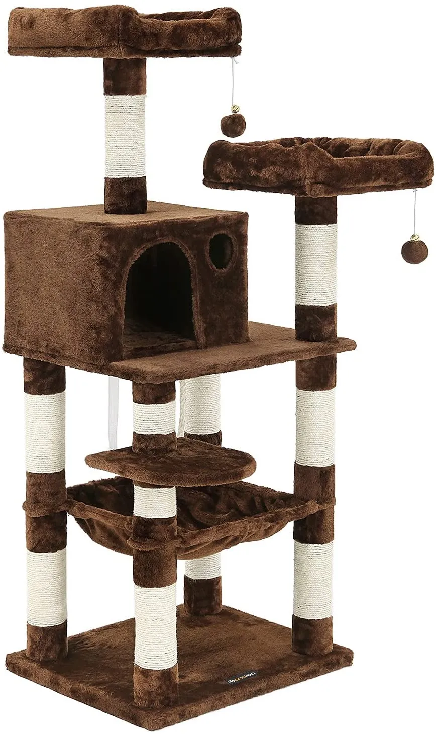 56.3 inches Multi-Level Cat Tree with Hammock, Cat Tower for Large Cats