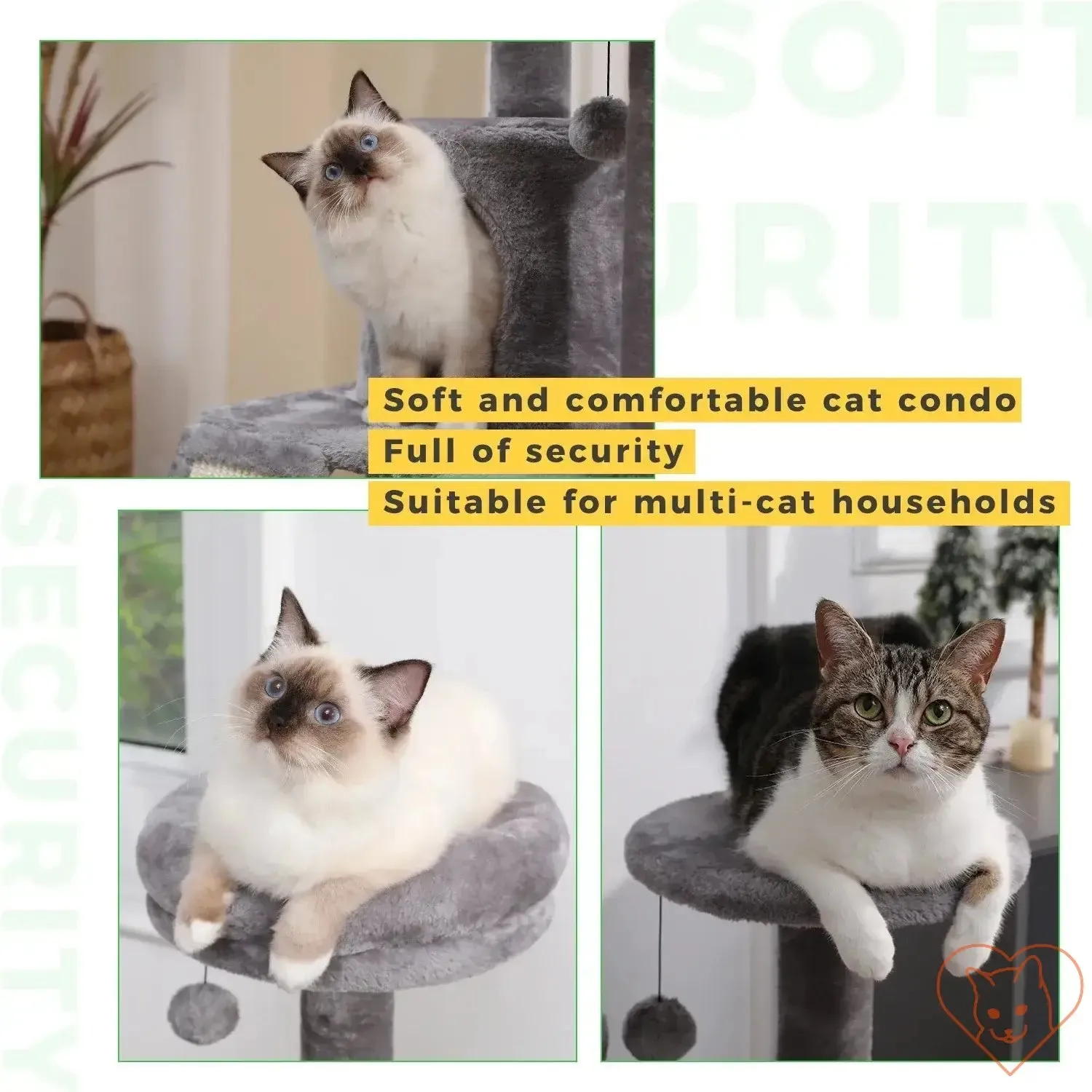 68-Inch Multi-Level Cat Tree Tower with Condos, Sisal Posts & Perch