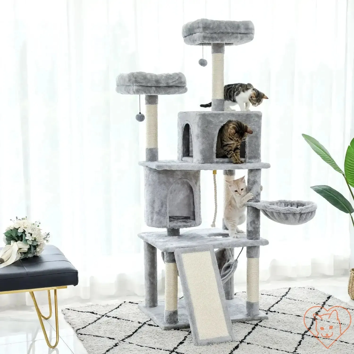 68-Inch Multi-Level Cat Tree Tower with Condos, Sisal Posts & Perch