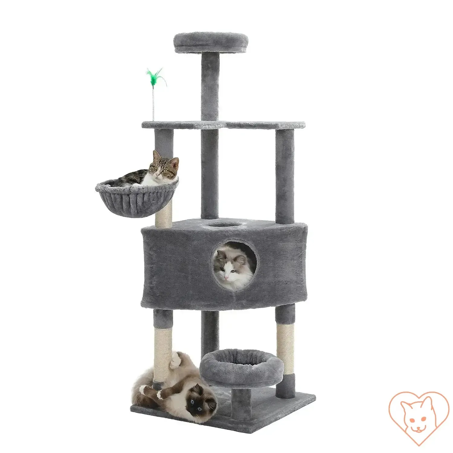 68-Inch Multi-Level Cat Tree Tower with Condos, Sisal Posts & Perch