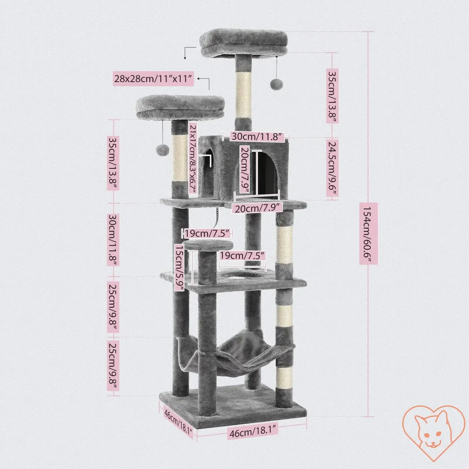 68-Inch Multi-Level Cat Tree Tower with Condos, Sisal Posts & Perch
