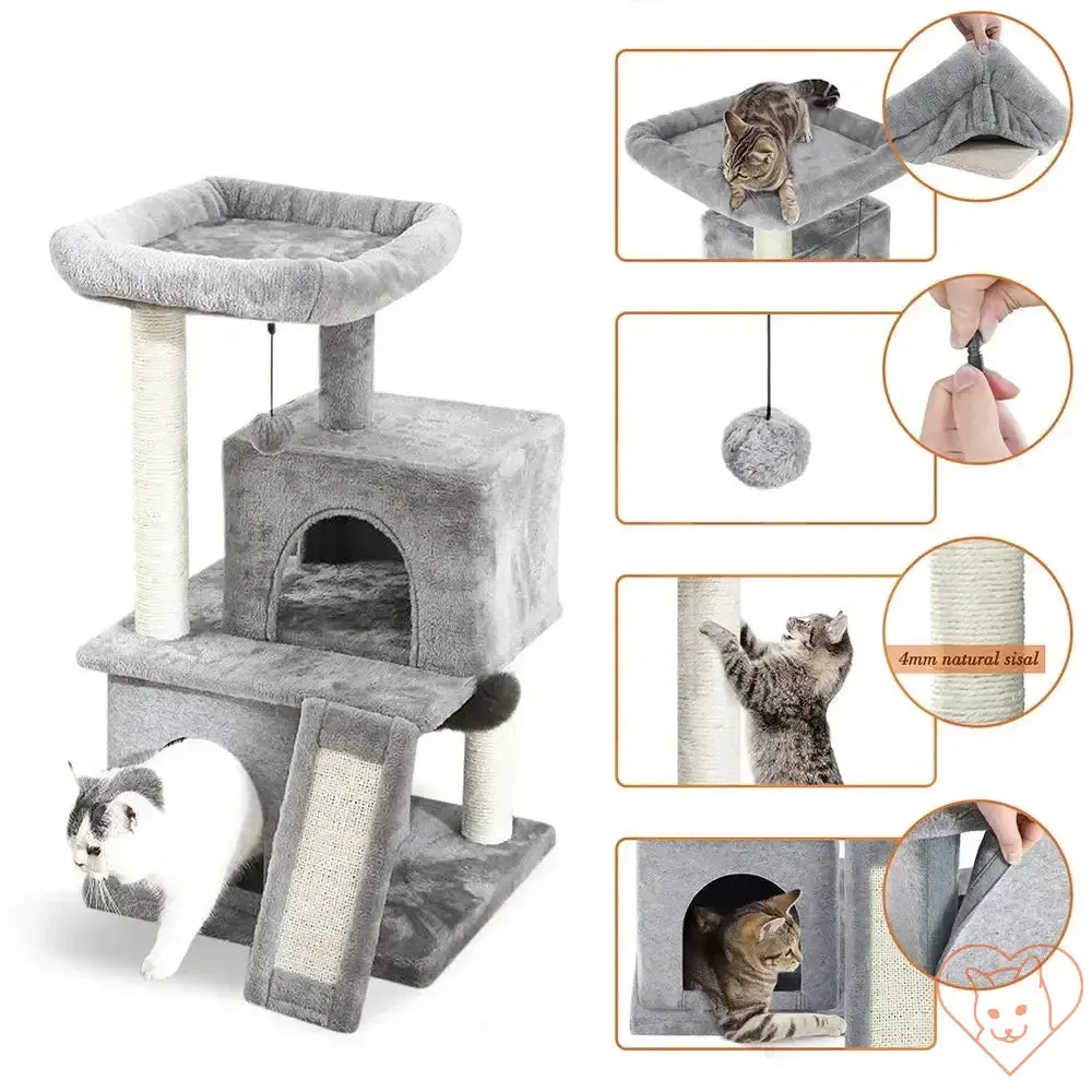 68-Inch Multi-Level Cat Tree Tower with Condos, Sisal Posts & Perch