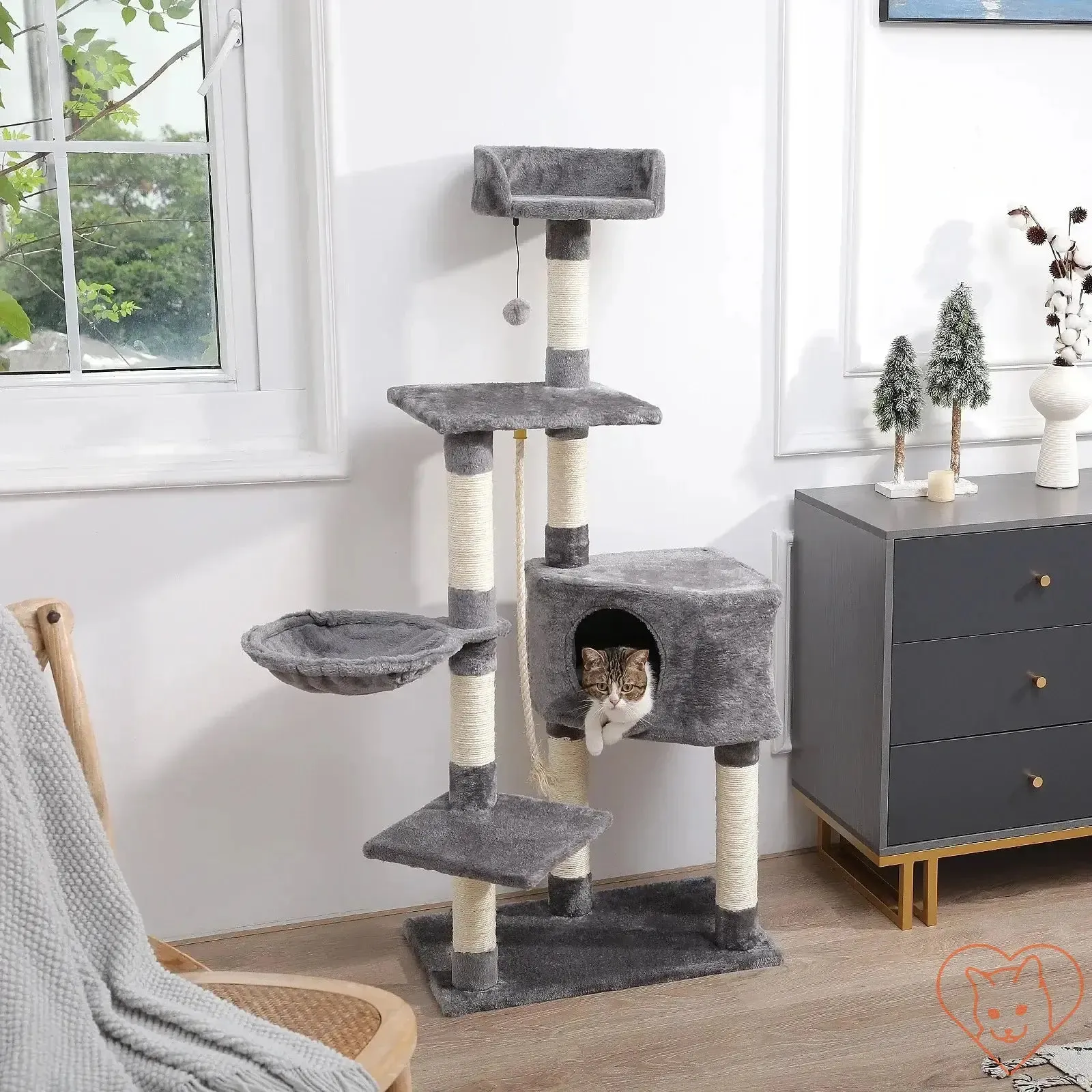 68-Inch Multi-Level Cat Tree Tower with Condos, Sisal Posts & Perch