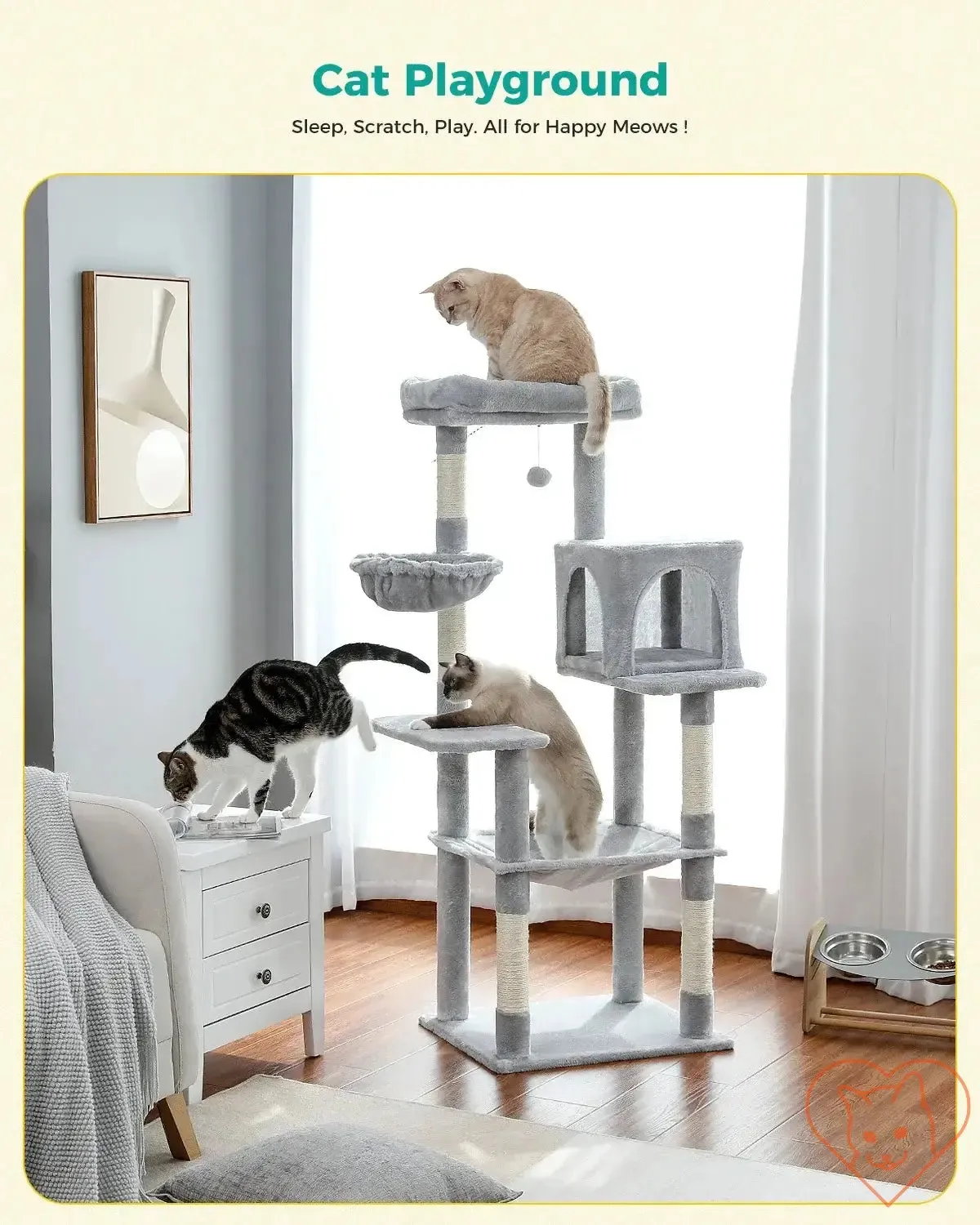 68-Inch Multi-Level Cat Tree Tower with Condos, Sisal Posts & Perch