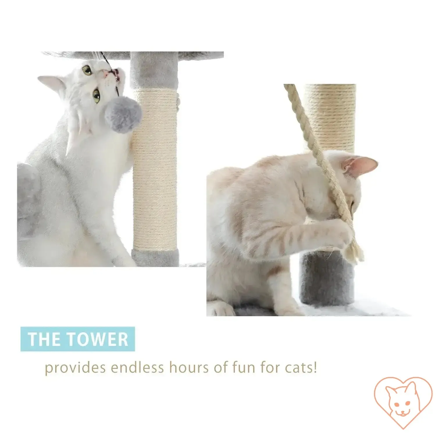 68-Inch Multi-Level Cat Tree Tower with Condos, Sisal Posts & Perch