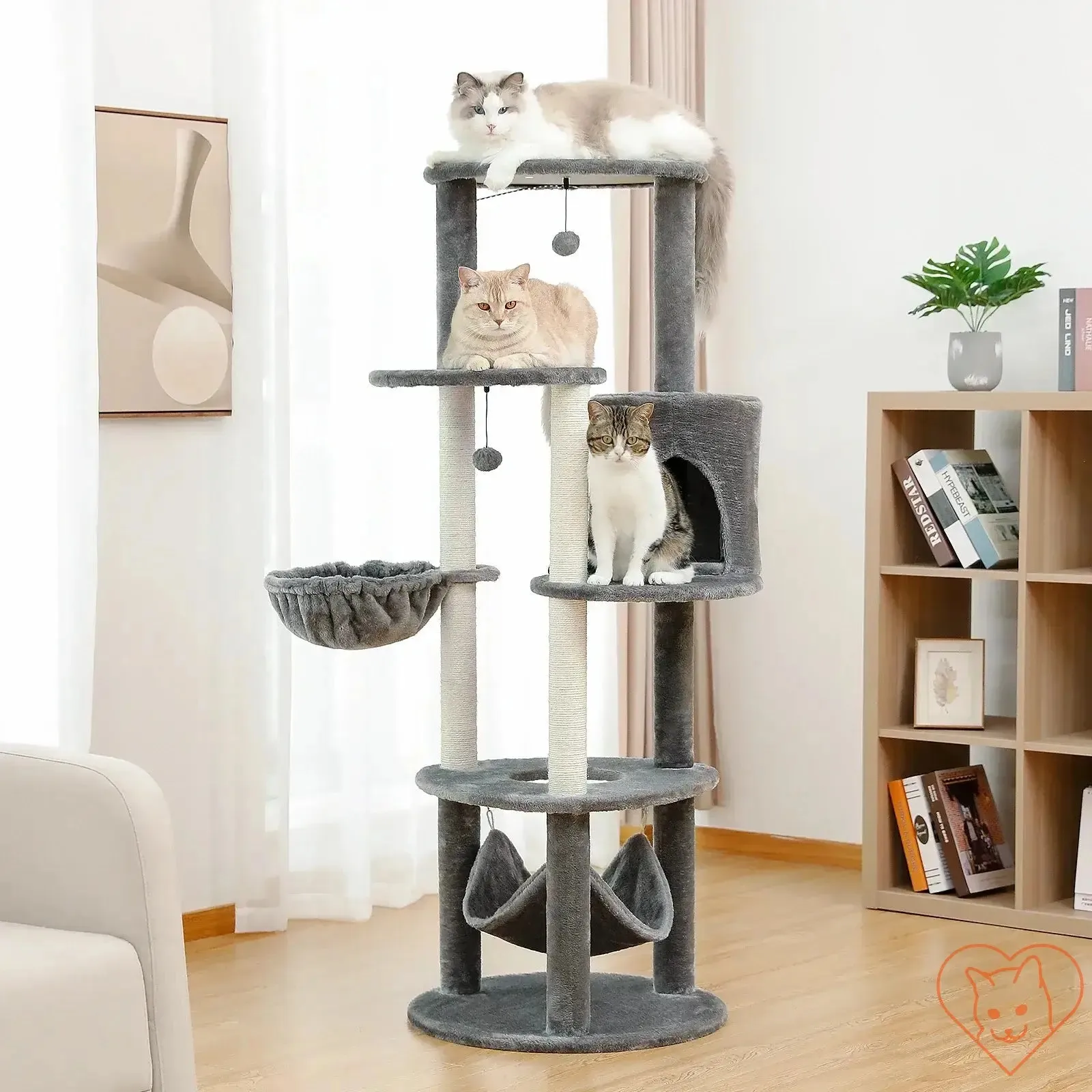 68-Inch Multi-Level Cat Tree Tower with Condos, Sisal Posts & Perch