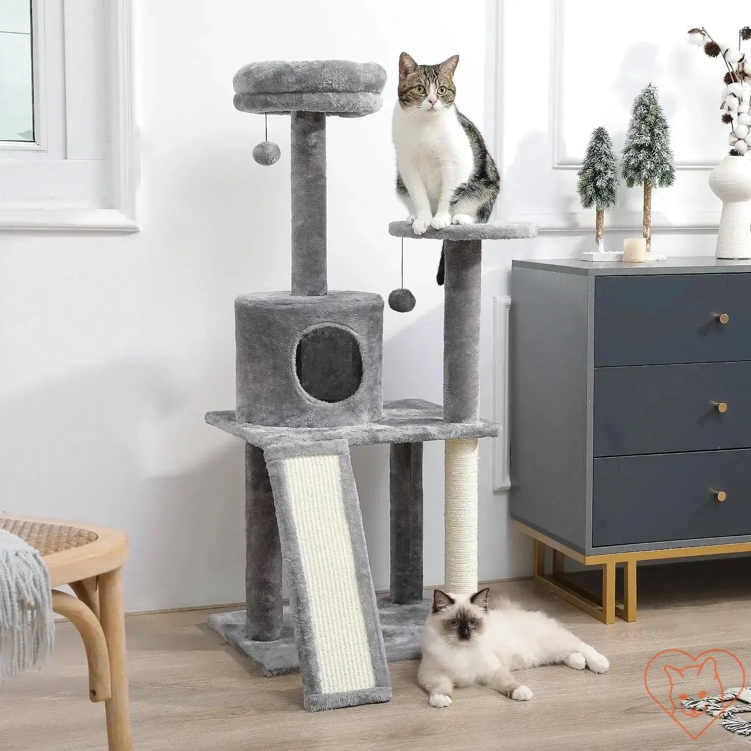 68-Inch Multi-Level Cat Tree Tower with Condos, Sisal Posts & Perch