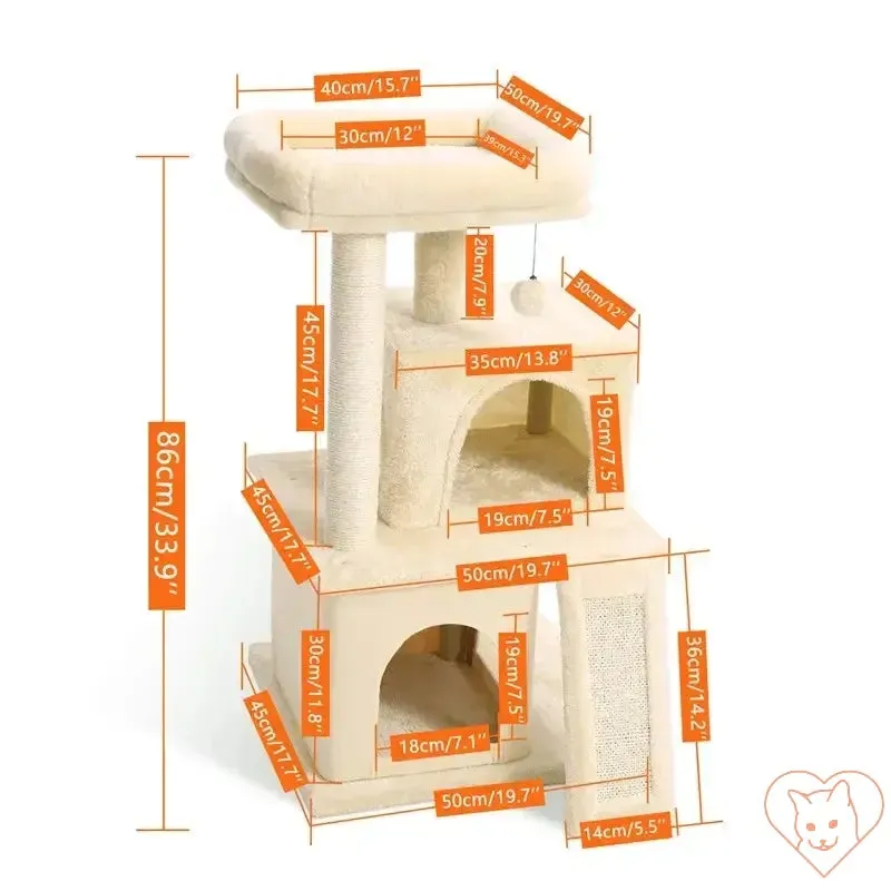 68-Inch Multi-Level Cat Tree Tower with Condos, Sisal Posts & Perch