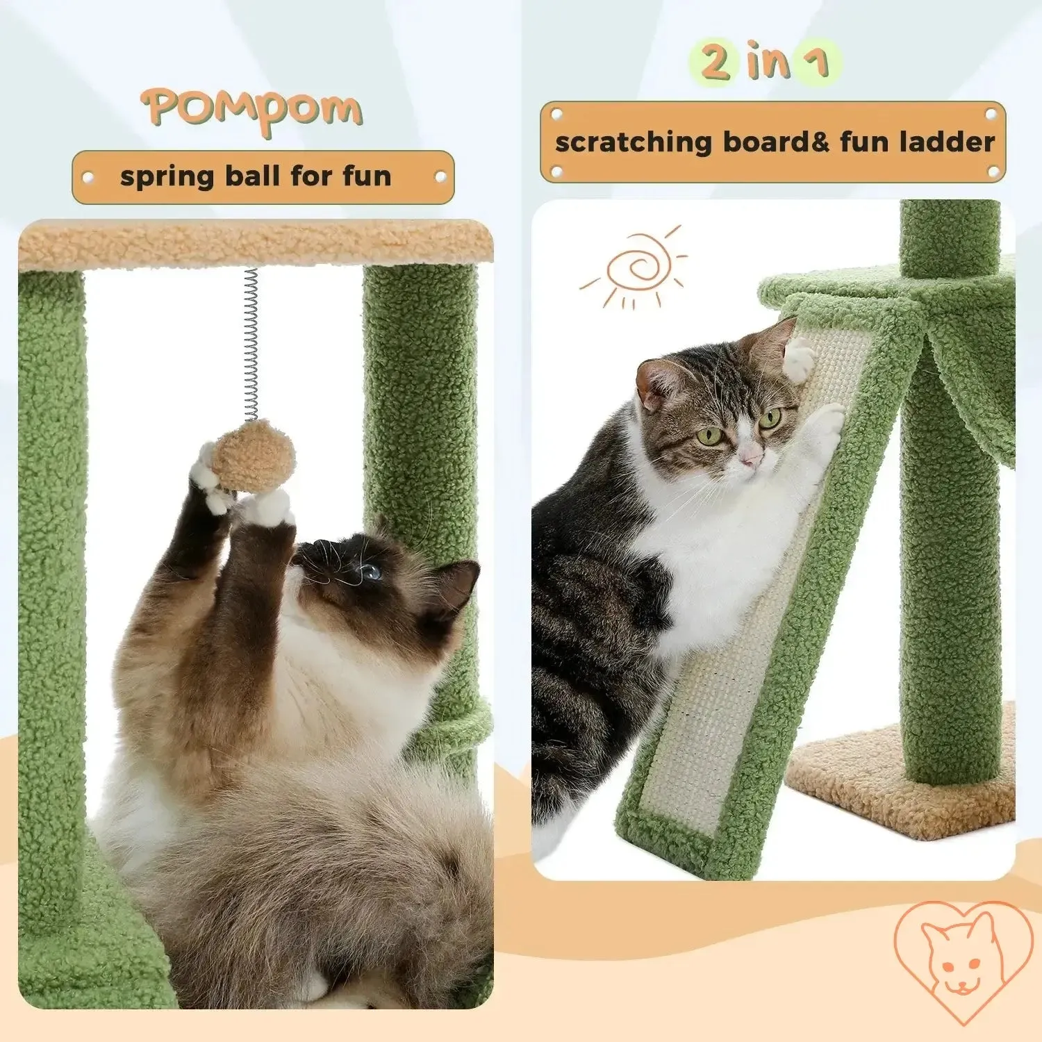 68-Inch Multi-Level Cat Tree Tower with Condos, Sisal Posts & Perch