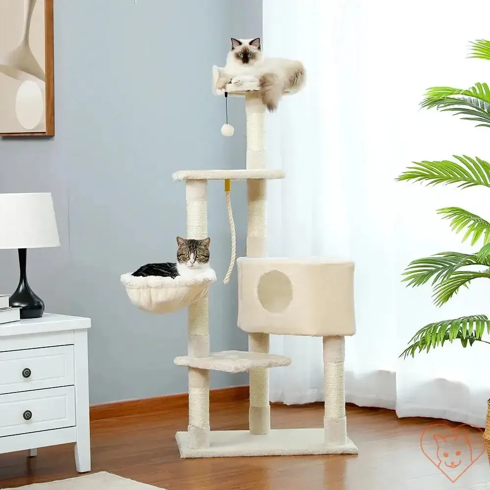 68-Inch Multi-Level Cat Tree Tower with Condos, Sisal Posts & Perch