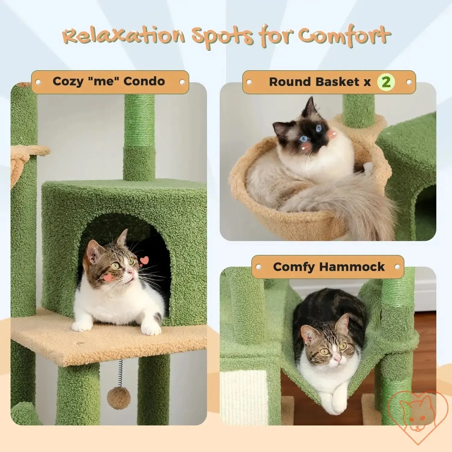 68-Inch Multi-Level Cat Tree Tower with Condos, Sisal Posts & Perch