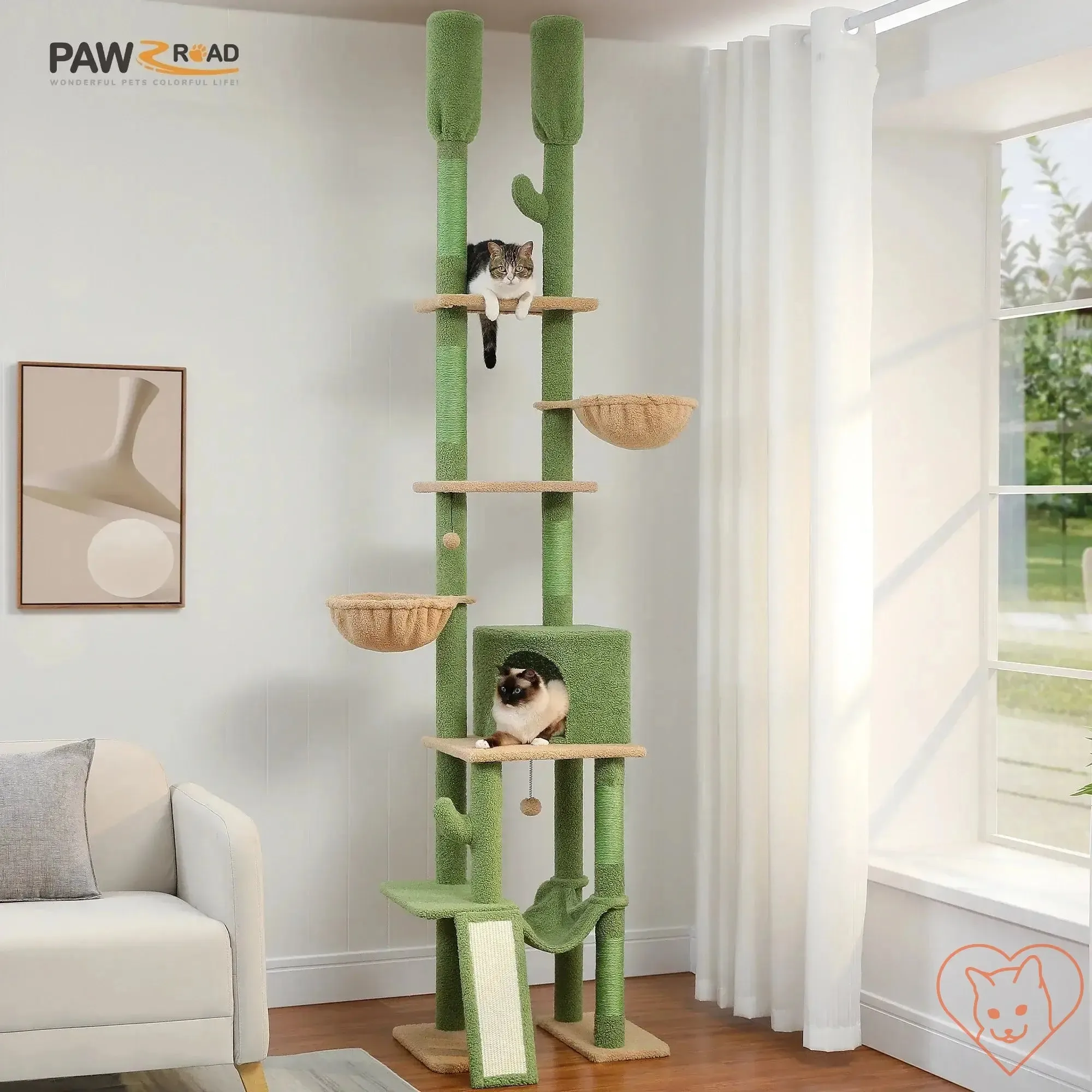 68-Inch Multi-Level Cat Tree Tower with Condos, Sisal Posts & Perch
