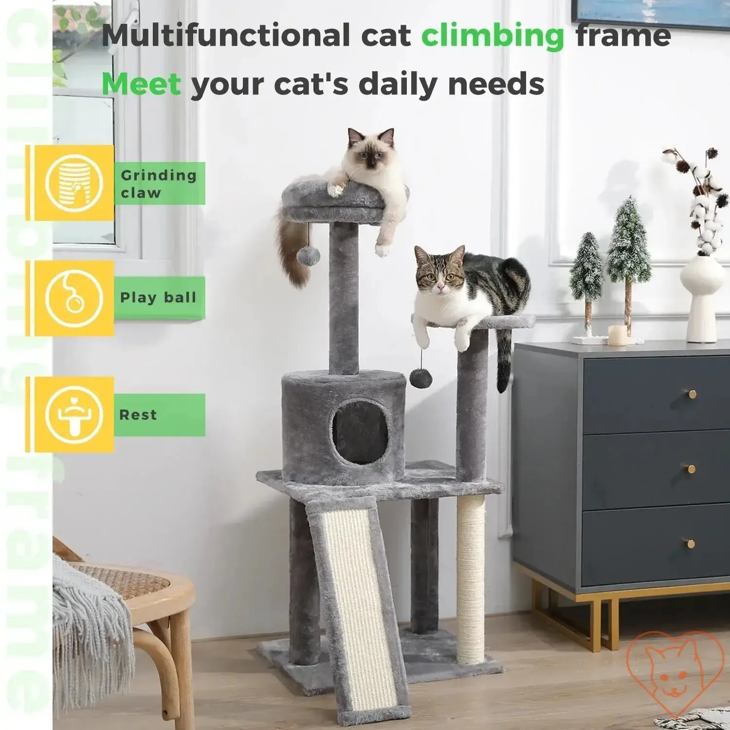 68-Inch Multi-Level Cat Tree Tower with Condos, Sisal Posts & Perch