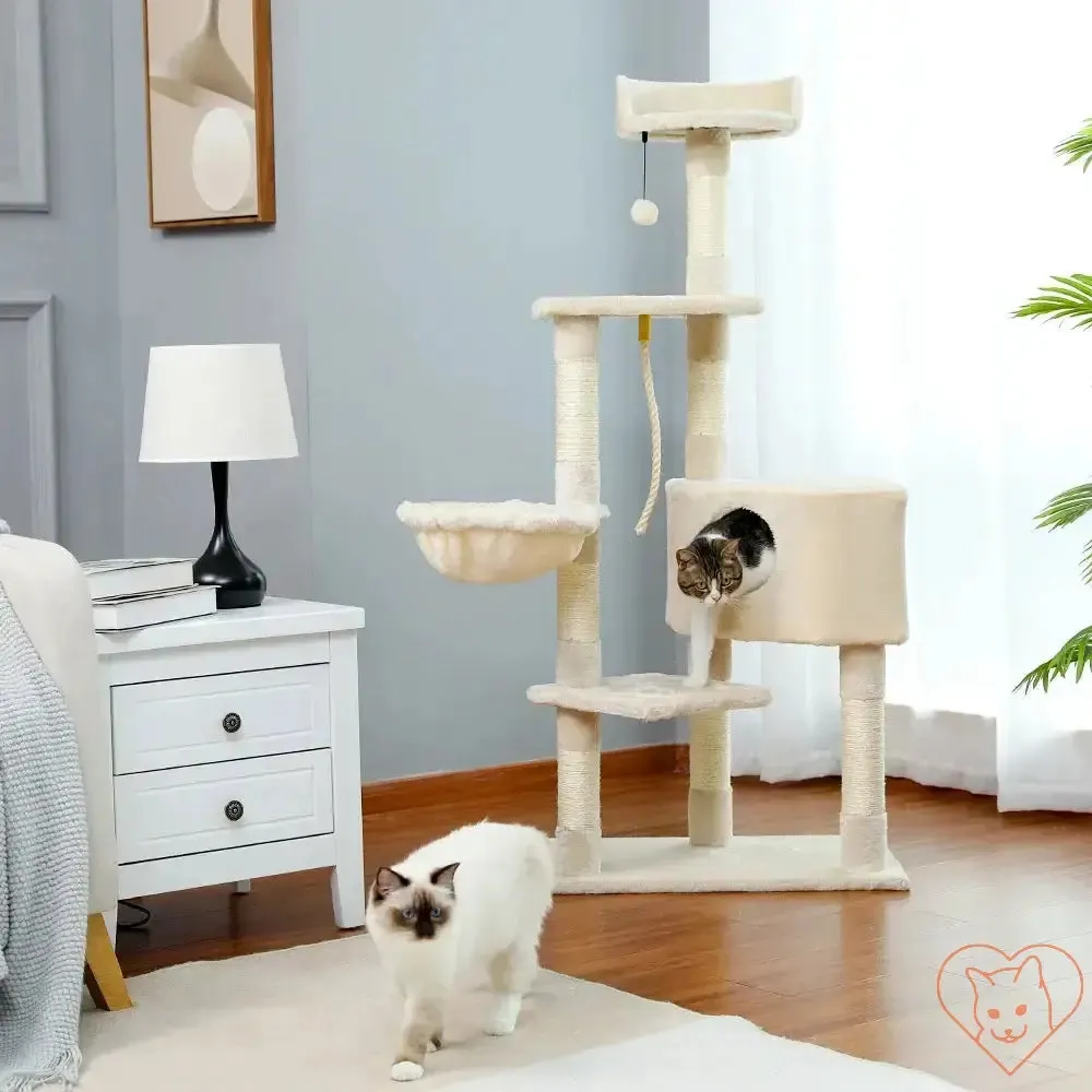 68-Inch Multi-Level Cat Tree Tower with Condos, Sisal Posts & Perch