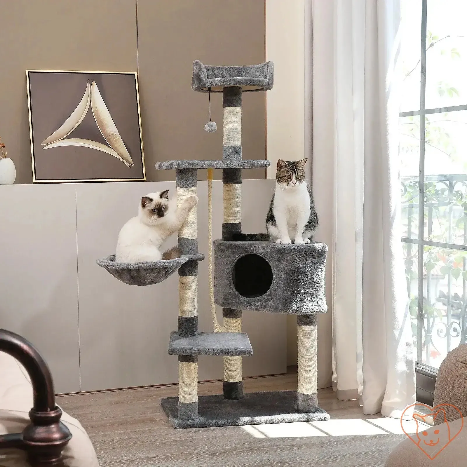 68-Inch Multi-Level Cat Tree Tower with Condos, Sisal Posts & Perch