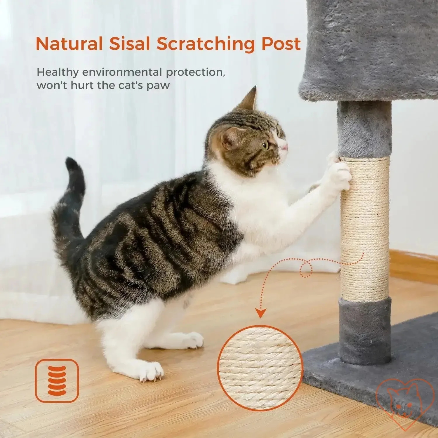 68-Inch Multi-Level Cat Tree Tower with Condos, Sisal Posts & Perch