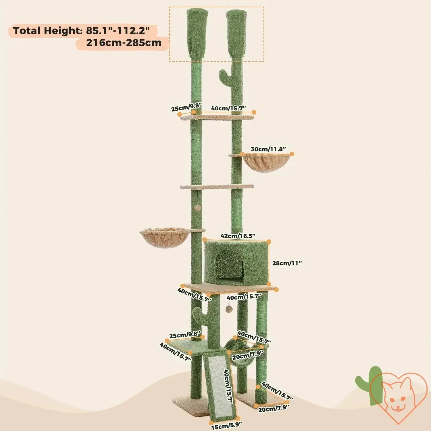 68-Inch Multi-Level Cat Tree Tower with Condos, Sisal Posts & Perch