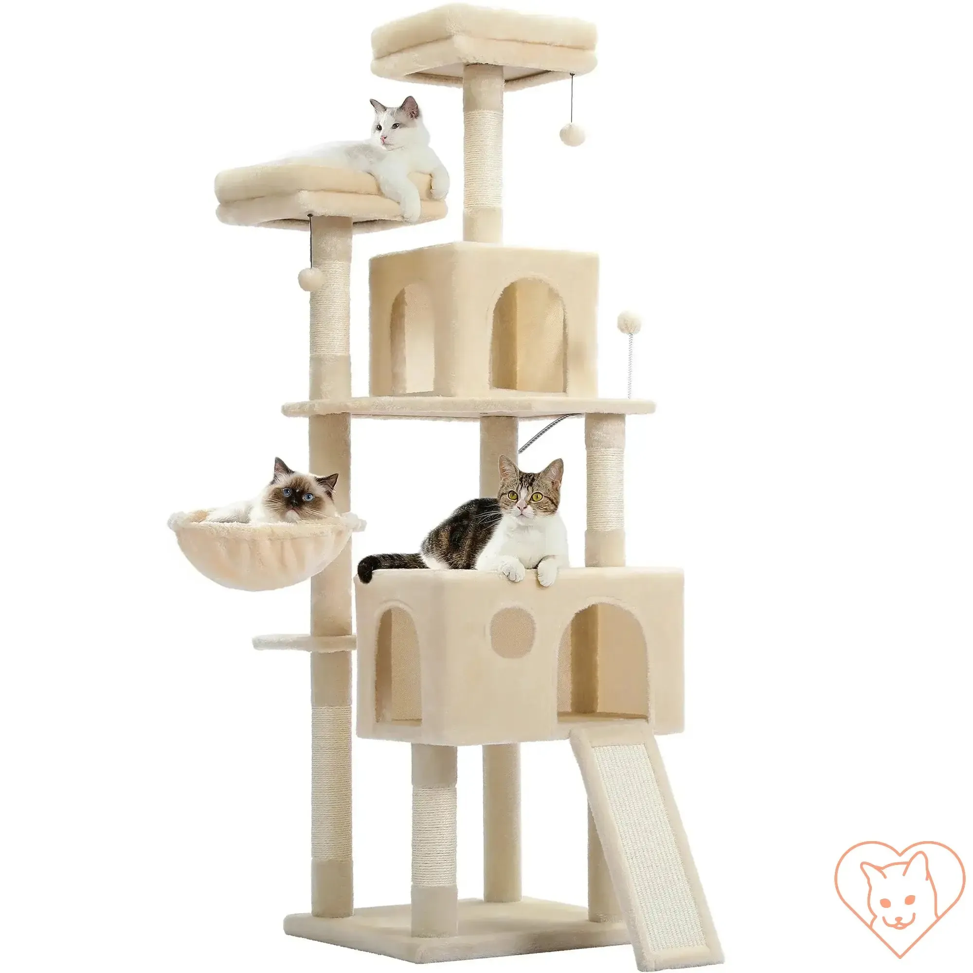68-Inch Multi-Level Cat Tree Tower with Condos, Sisal Posts & Perch