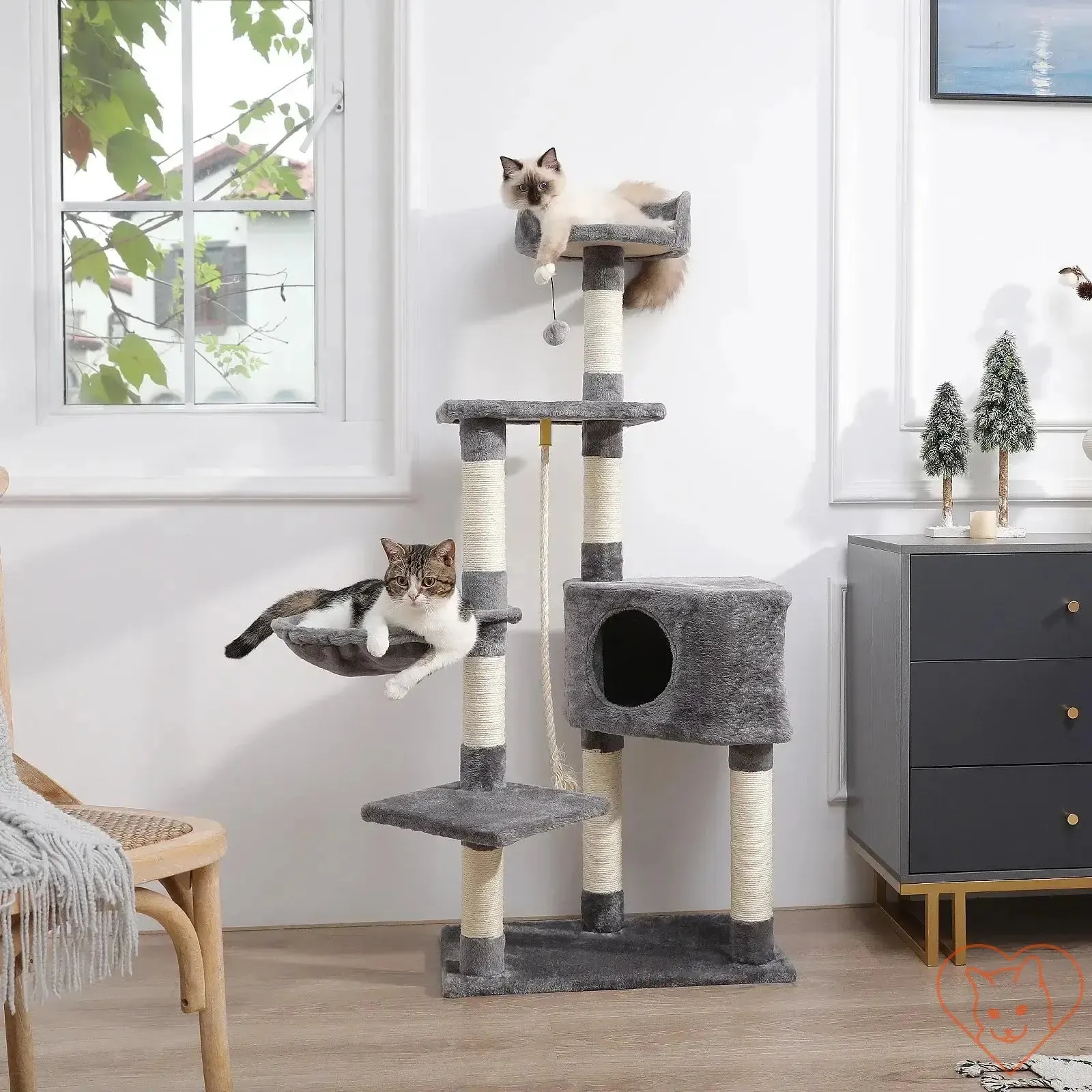 68-Inch Multi-Level Cat Tree Tower with Condos, Sisal Posts & Perch