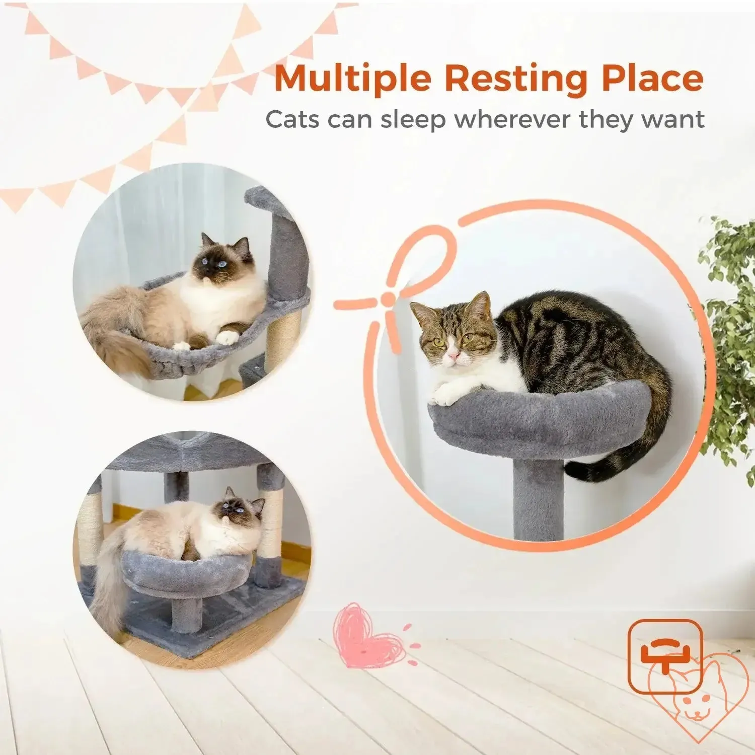 68-Inch Multi-Level Cat Tree Tower with Condos, Sisal Posts & Perch
