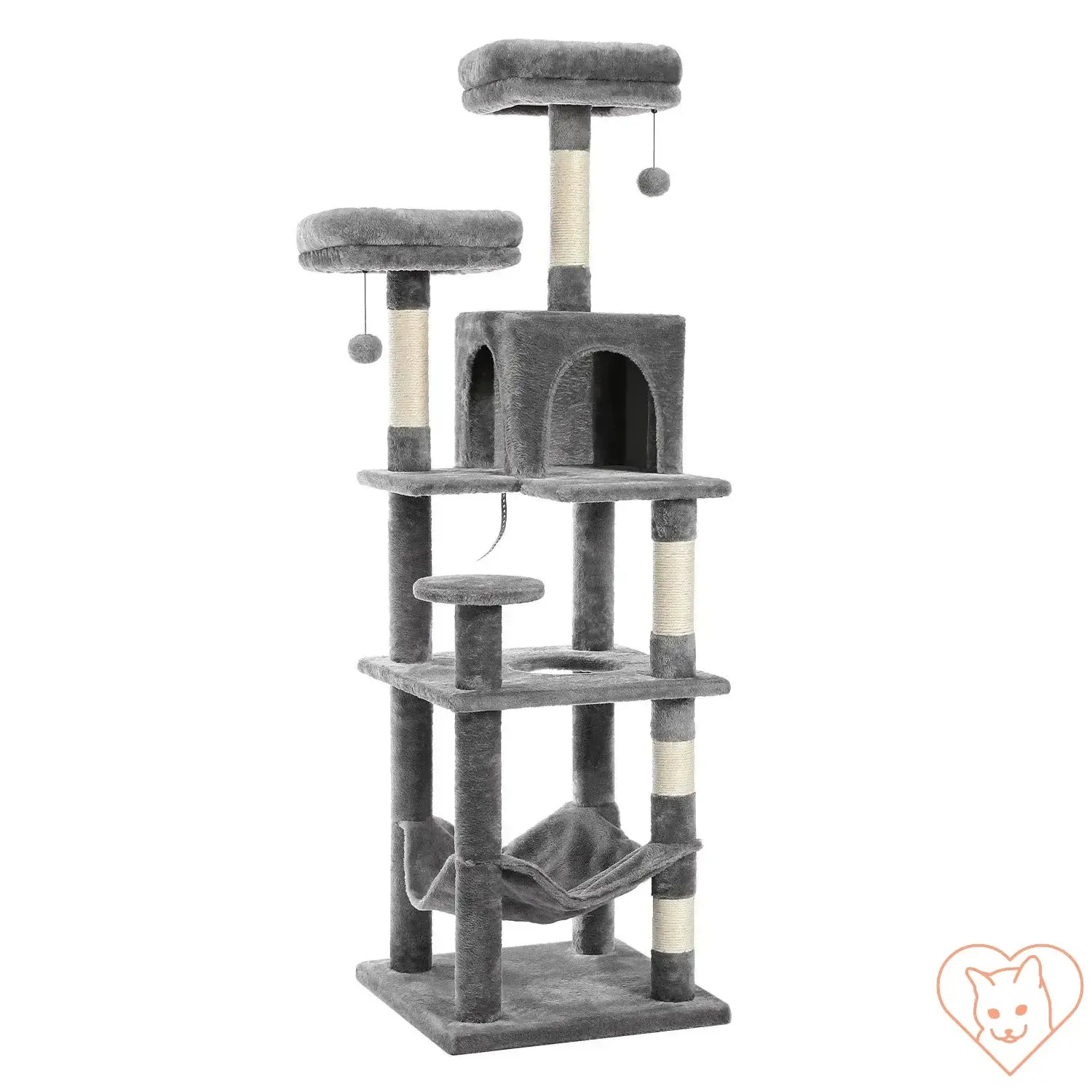 68-Inch Multi-Level Cat Tree Tower with Condos, Sisal Posts & Perch