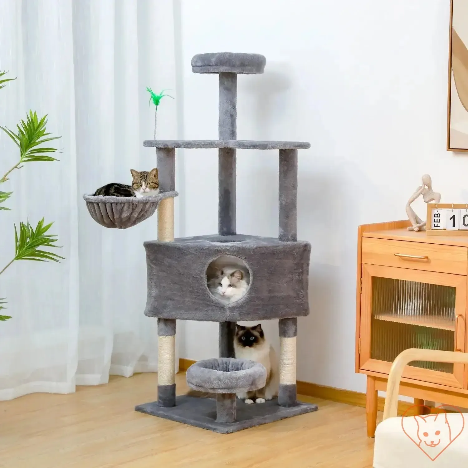 68-Inch Multi-Level Cat Tree Tower with Condos, Sisal Posts & Perch