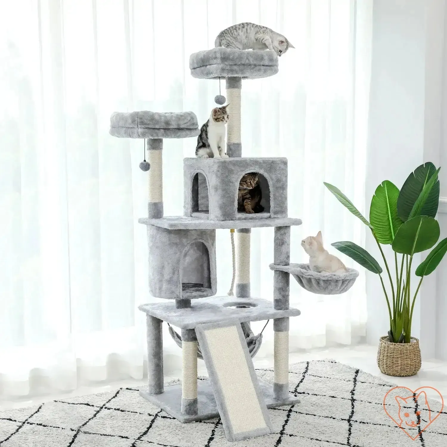68-Inch Multi-Level Cat Tree Tower with Condos, Sisal Posts & Perch