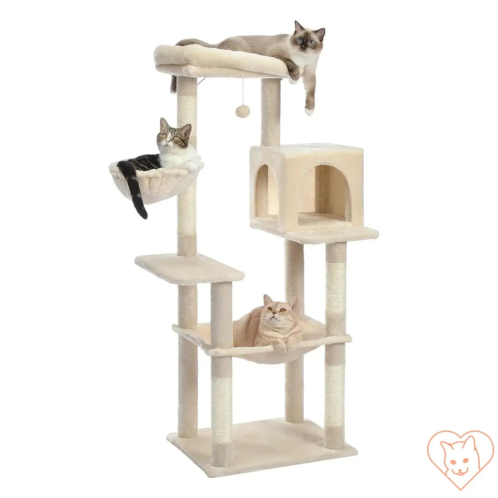 68-Inch Multi-Level Cat Tree Tower with Condos, Sisal Posts & Perch