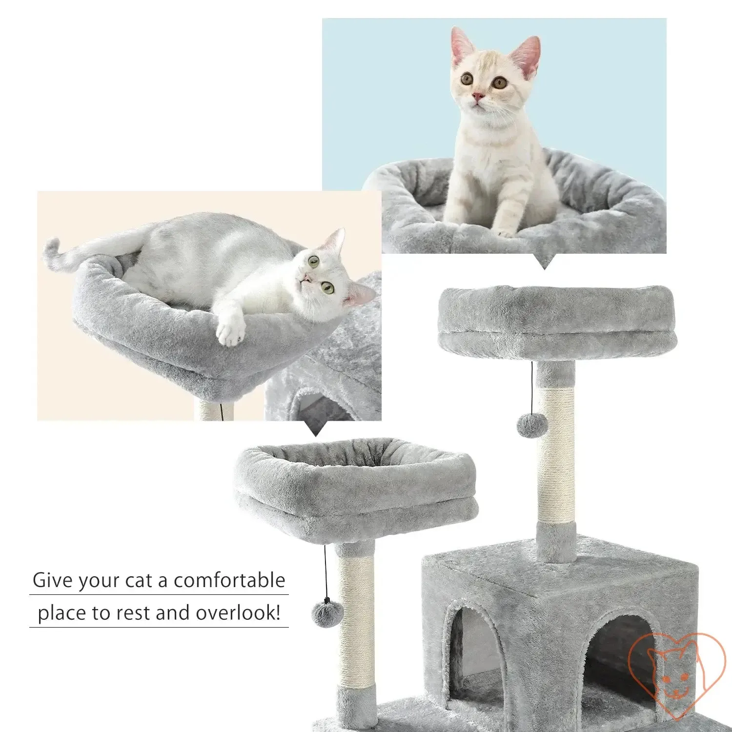 68-Inch Multi-Level Cat Tree Tower with Condos, Sisal Posts & Perch