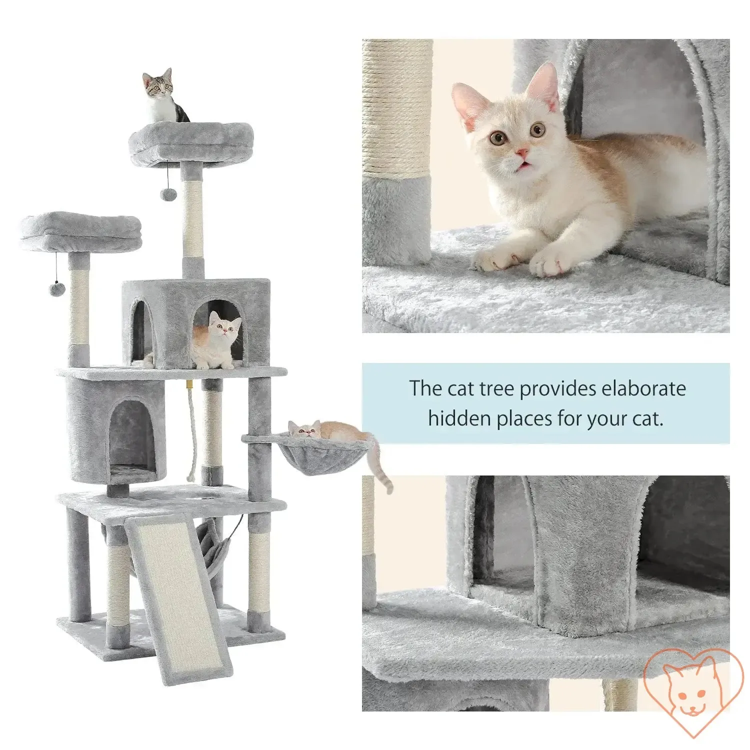 68-Inch Multi-Level Cat Tree Tower with Condos, Sisal Posts & Perch
