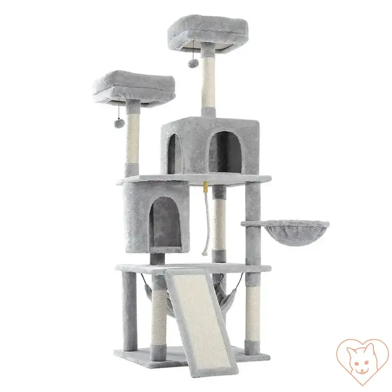 68-Inch Multi-Level Cat Tree Tower with Condos, Sisal Posts & Perch