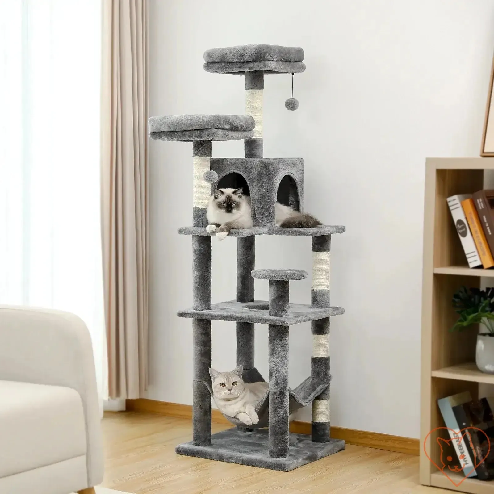 68-Inch Multi-Level Cat Tree Tower with Condos, Sisal Posts & Perch