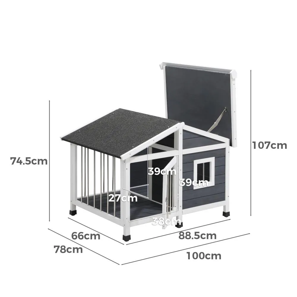 Alopet Wooden Pet Dog Kennel Awning Cabin Log Box Home Dog Cage Timber House