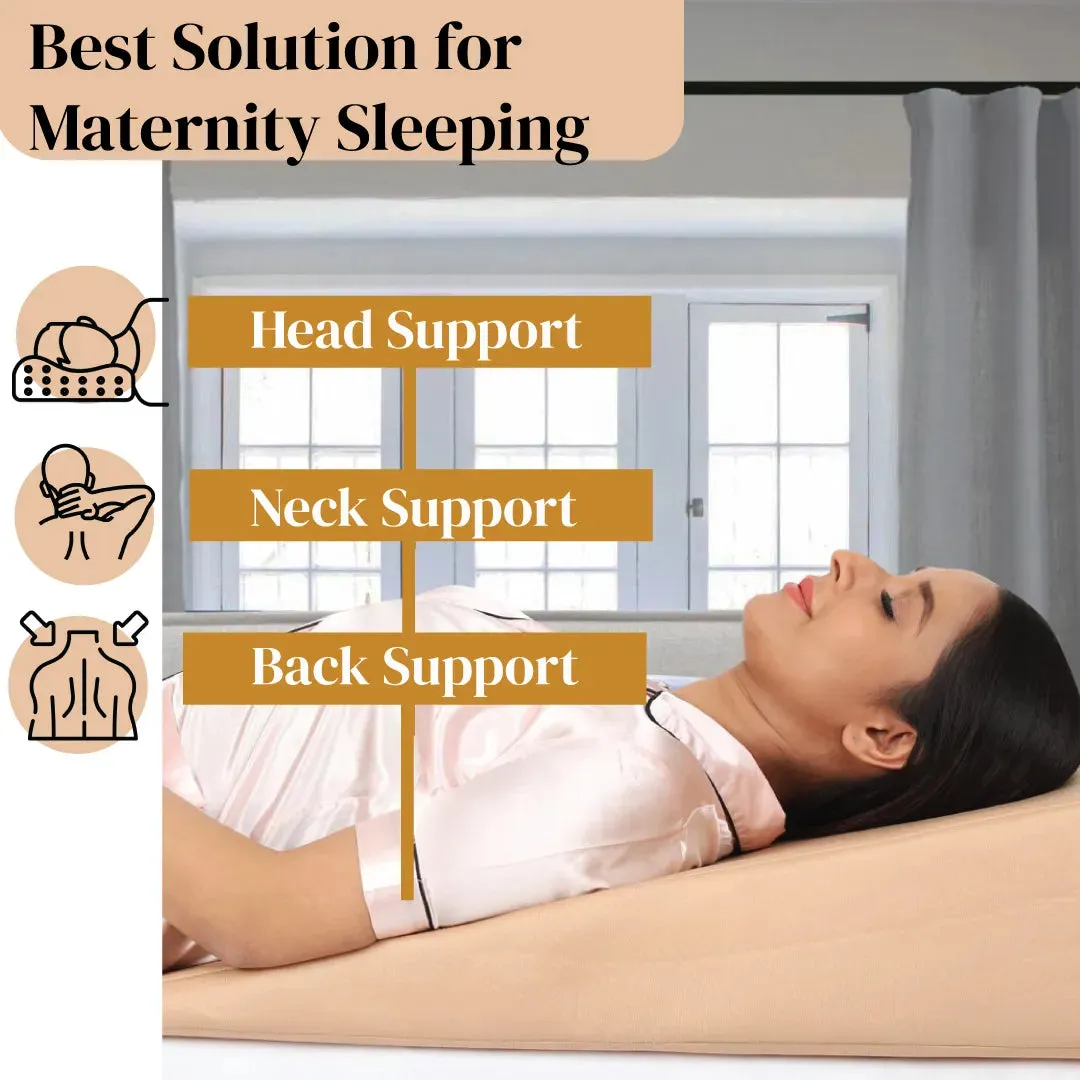 Bed Wedge Pillow XL Size (75cm X 60cm X 18cm)  Orthopedic Back Cushion Support For Sleeping - Neck & Back Support - Ideal For Acid Reflux, GERD, Post Surgery, Anti Snoring, Maternity - JSB BS34
