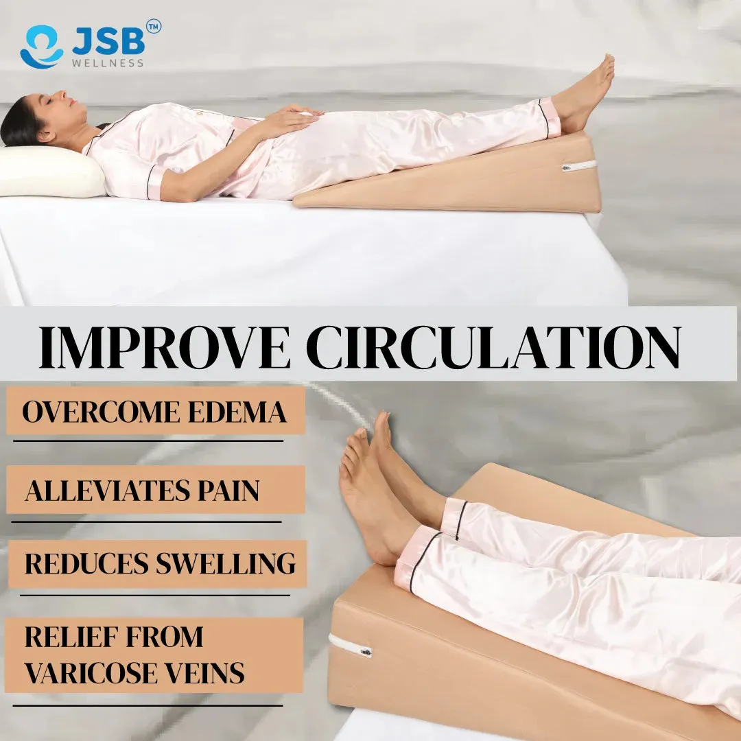 Bed Wedge Pillow XL Size (75cm X 60cm X 18cm)  Orthopedic Back Cushion Support For Sleeping - Neck & Back Support - Ideal For Acid Reflux, GERD, Post Surgery, Anti Snoring, Maternity - JSB BS34