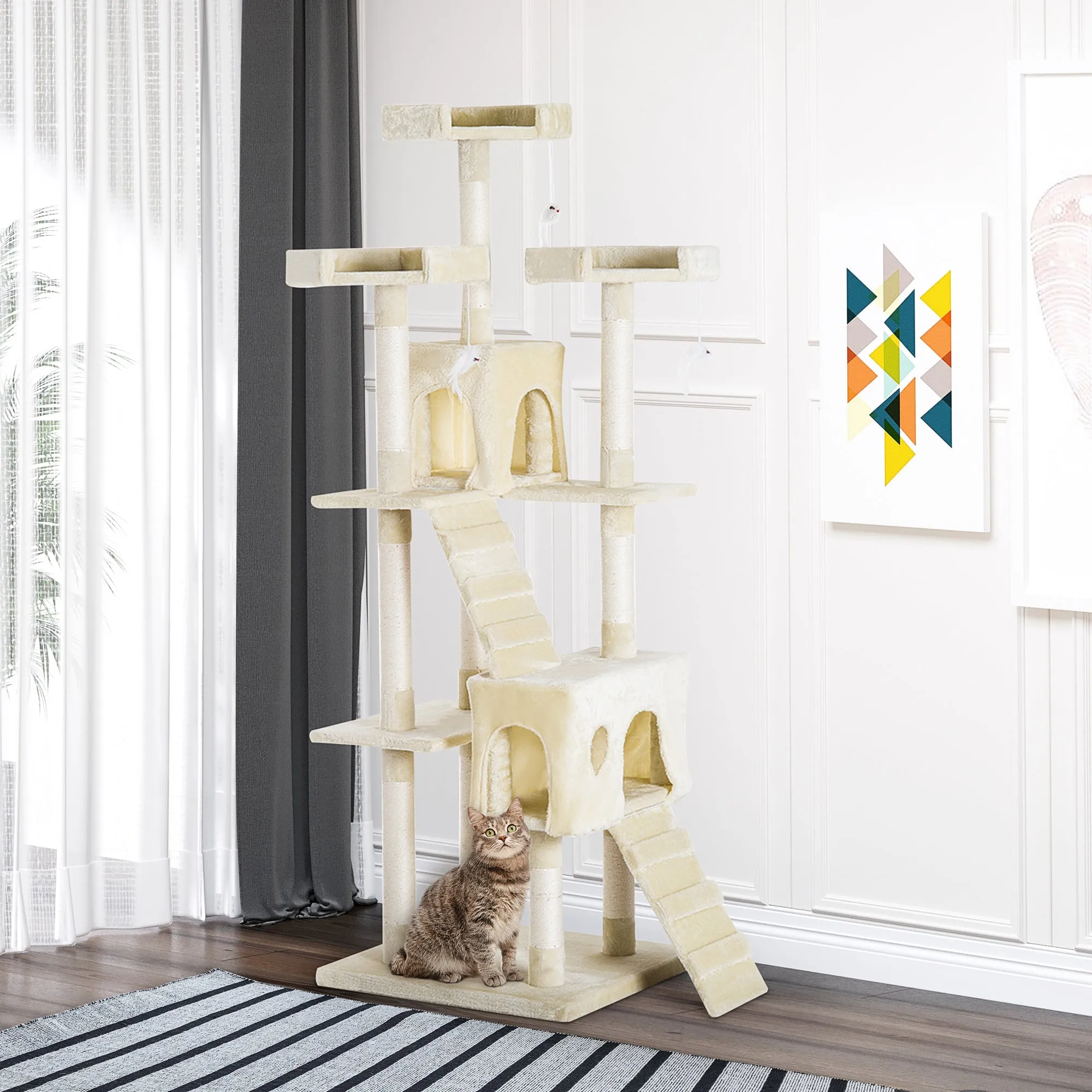 Cat Tree for Indoor Cats Play Tower Activity Center Kitten Scratch Post Climbing Tower 181 cm