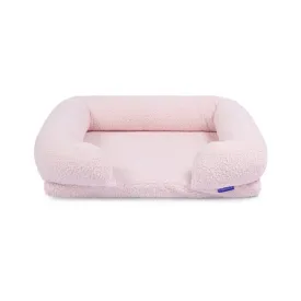 Charlie's Teddy Fleece Orthopedic Memory Foam Sofa Dog Bed with Bolster Pink Large