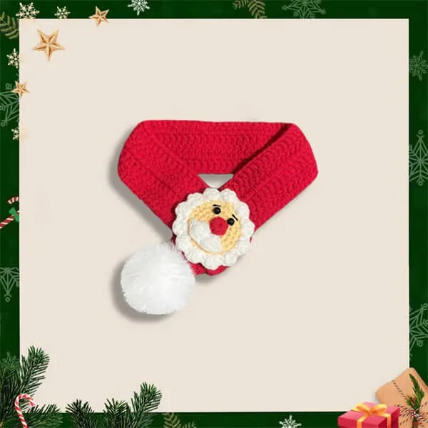 Christmas Cat Collar - Crocheted Neckwear for Festive Pet Dress-Up and Holiday Decor