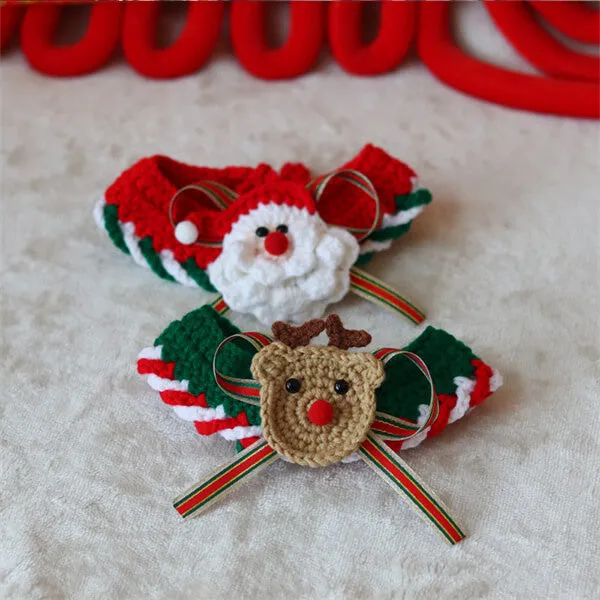 Christmas Cat Collar - Crocheted Neckwear for Festive Pet Dress-Up and Holiday Decor