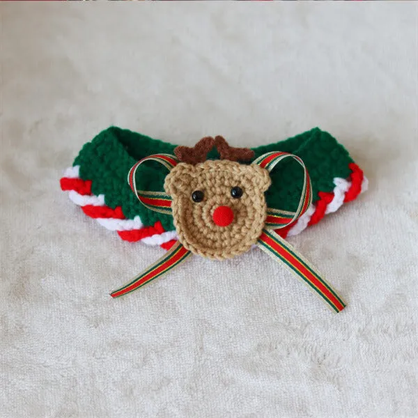Christmas Cat Collar - Crocheted Neckwear for Festive Pet Dress-Up and Holiday Decor