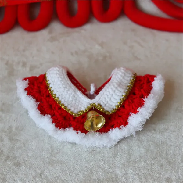 Christmas Cat Collar - Crocheted Neckwear for Festive Pet Dress-Up and Holiday Decor