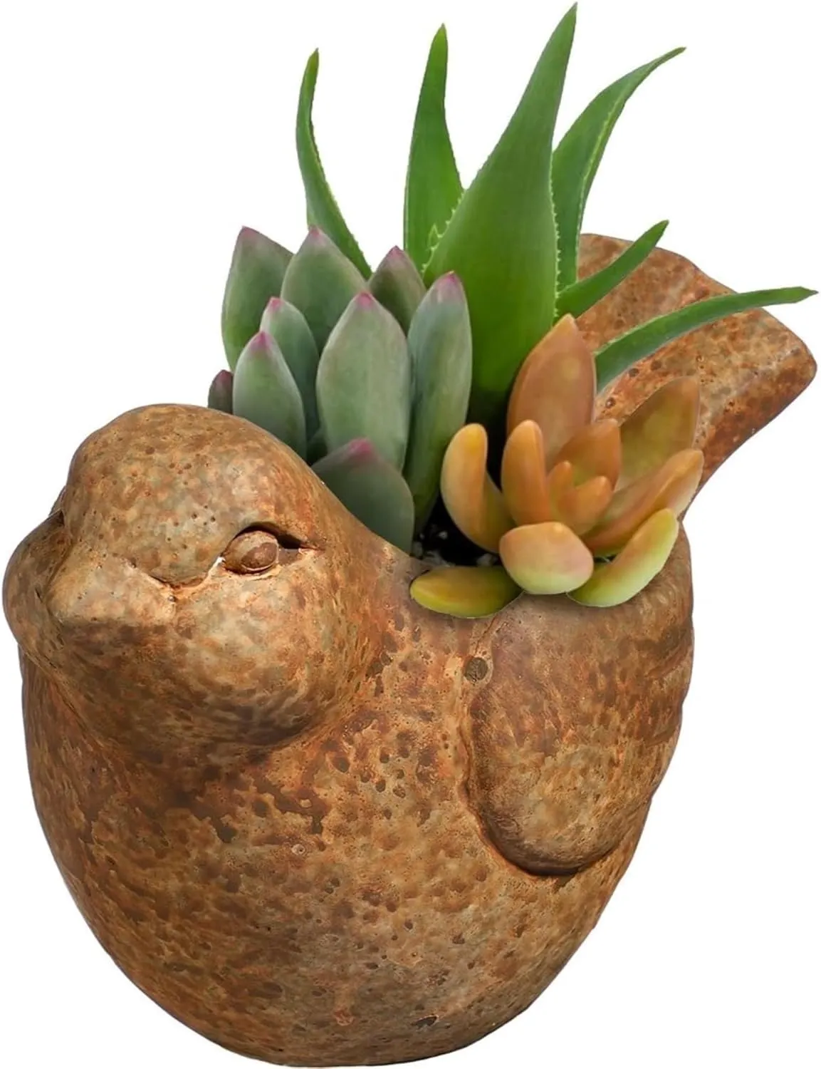 Classic Home and Garden Cement Buddies Indoor/Outdoor Planter with Drainage Hole, Bird, Rust Brown, Small, 6"