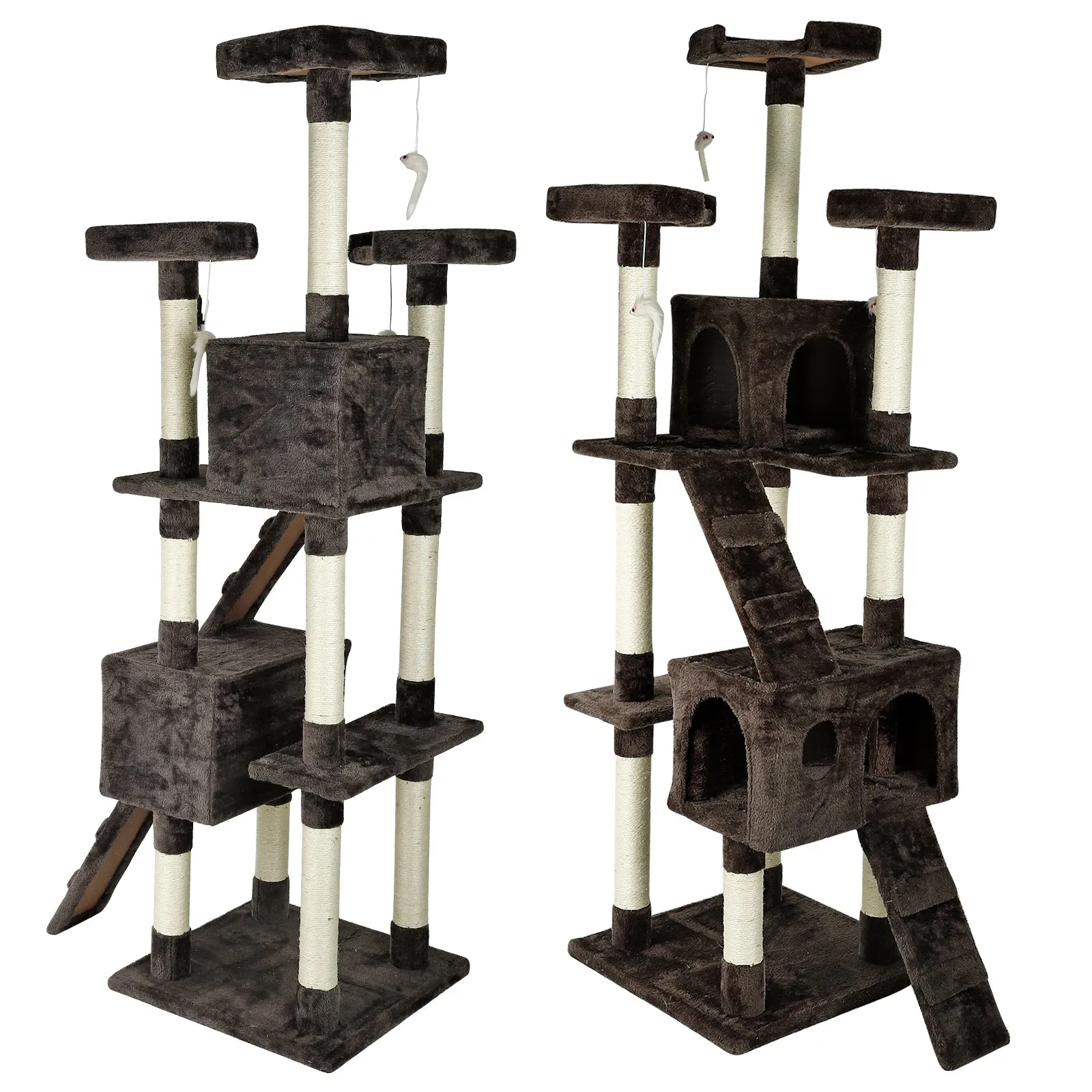 Confote 65-in Multi-Level Cat Tree Tower for Medium Cats&Kitten, Dark Brown