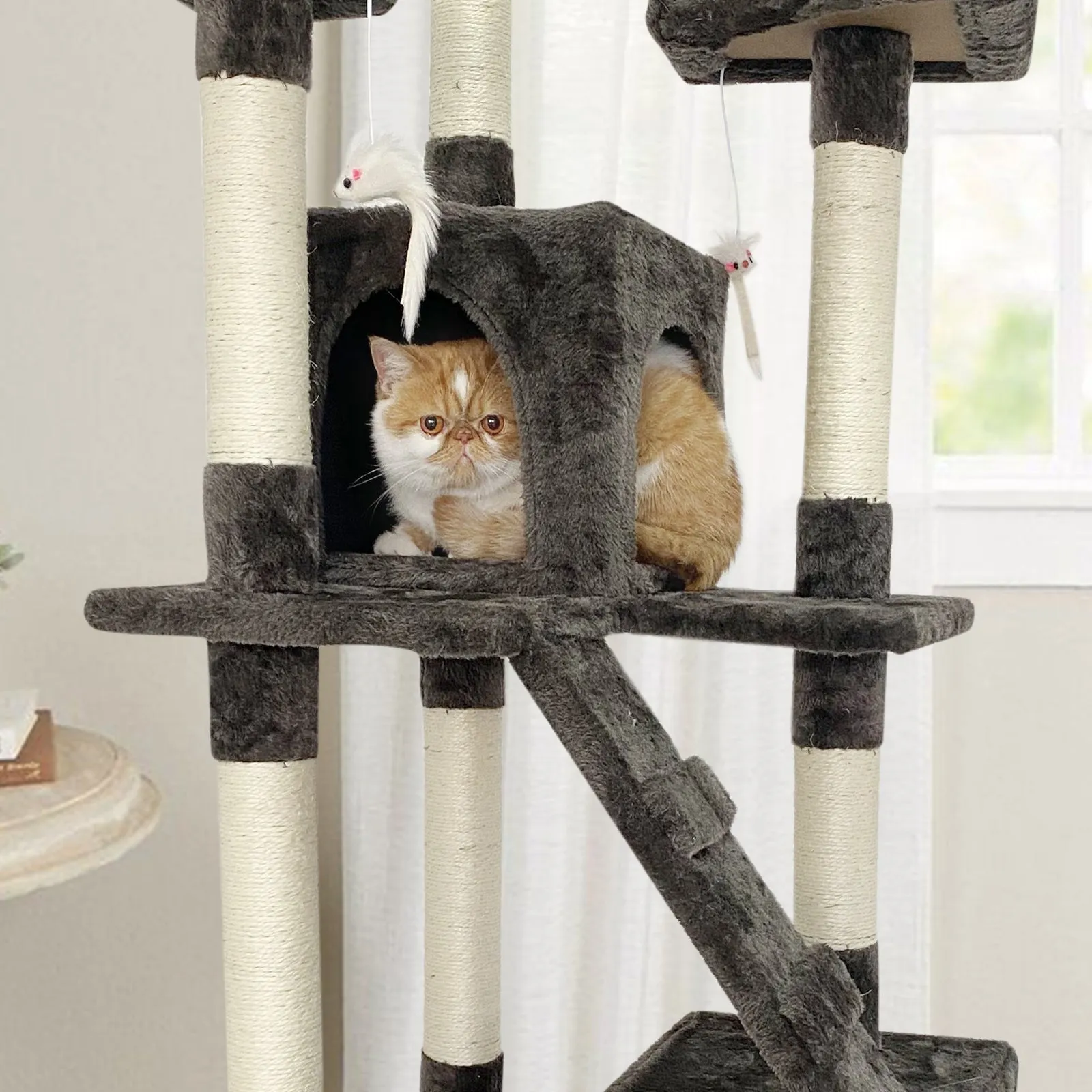 Confote 65-in Multi-Level Cat Tree Tower for Medium Cats&Kitten, Dark Brown